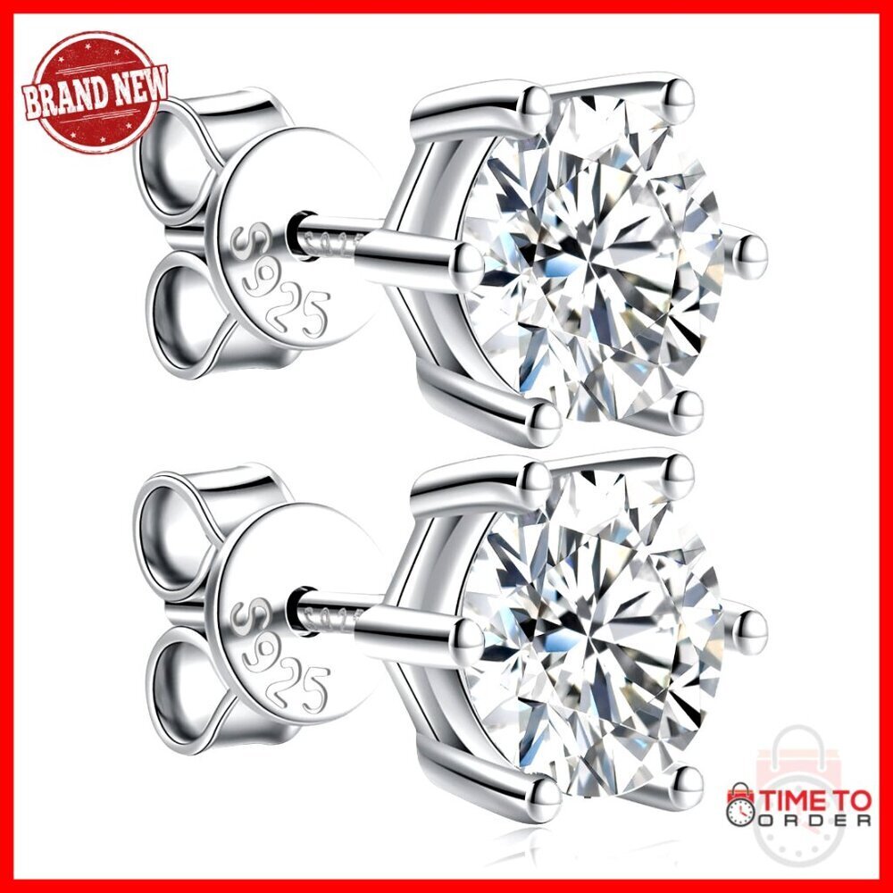 Moissanite Stud Earrings 0.8Ct Sterling Silver Push Back